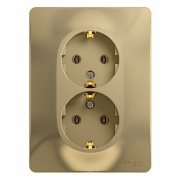 Розетка двойная с заземлением 16А в сборе SE Glossa, титан