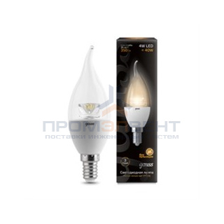 Лампа Gauss LED Candle Tailed Crystal Clear E14 4W 2700K 1/10/50