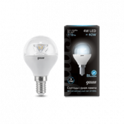 Лампа Gauss LED Globe Crystal Clear E14 4W 4100K 1/10/50