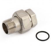Соединение быстроразъемое (американка) латунное STOUT - 3/8" (ВР/НР,никель,уплотнение o-ring кольцо)