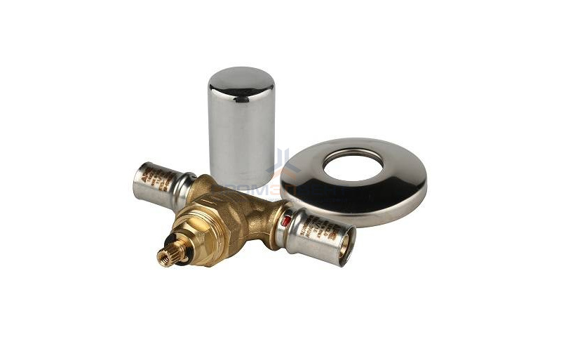 Кран вентильный под штукатурку с хромированной ручкой STOUT - 16 (прессовой, для металлопласт.труб)