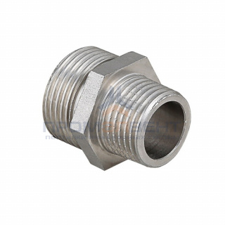 Ниппель латунный резьбовой переходной STOUT - 1"1/2 x 1" (никелированный)