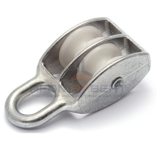 Блок для троса двойной 20мм нейлоновый шкив (трос 6мм) оцинкованный