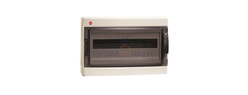 Щиток настенный DKC на 18 модулей IP65 серый с прозрачной дверцей с клеммником 87518 и замком